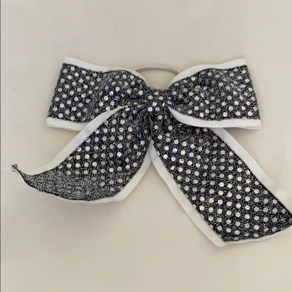 Gray and white cheer bow